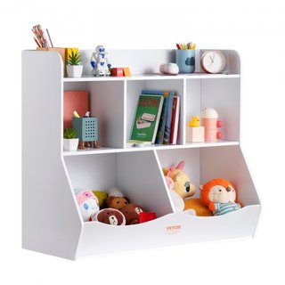 Cubículo de Almacenamiento para Niños de Madera, Organizador de Almacenamiento de Juguetes con Estantería, Gabinete de Almacenamiento de Juguetes de Madera de 5 Cubículos, Estante de Libros para N...