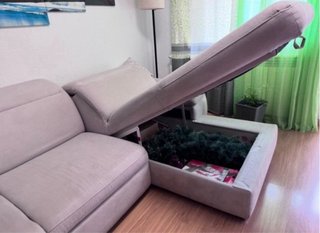 Sofá cama chaiselongue beige