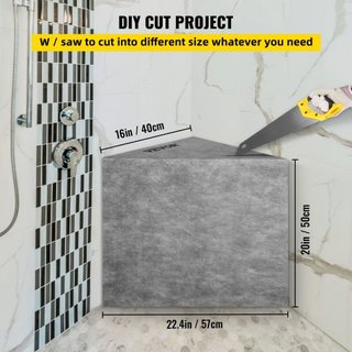 Sedile doccia piastrellabile, 22.4" x 16" x 20" Sedile doccia pronto per piastrelle, impermeabile di fabbrica e 100% a prova di perdite