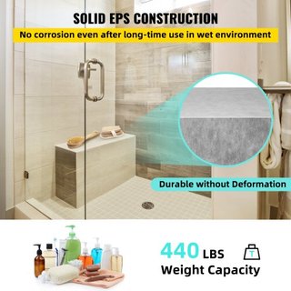 Sedile doccia piastrellabile, 97 x 29 x 50 cm, Sedile doccia angolare, resistente all'acqua e 100% a prova di perdite, Sedile doccia pronto per piastrelle, Banco doccia rettangolare