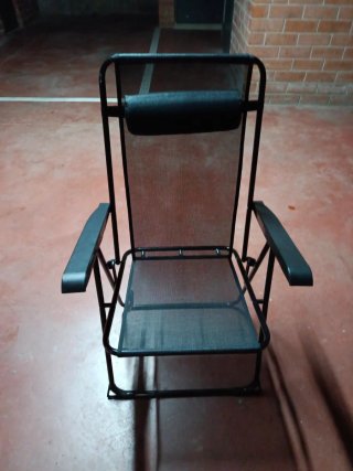 Silla de playa plegable negra