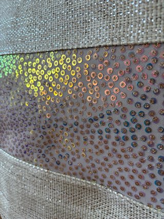 Bolso de playa beige y multicolor