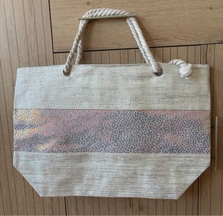 Bolso de playa beige y multicolor