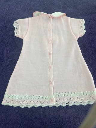 Vestido de punto rosa y blanco talla 3 m