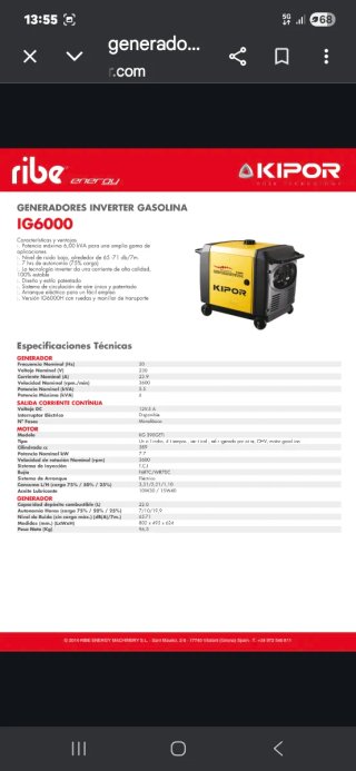 Generador Kipor Inverter Insonorizado IG6000