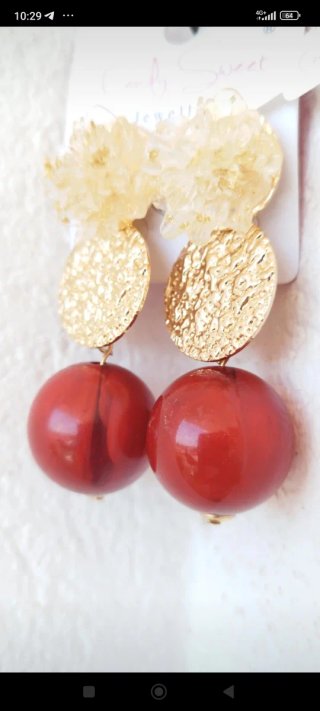 Orecchini Candy Sweet oro e rossi con cartellino