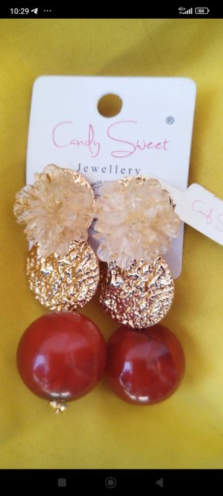 Orecchini Candy Sweet oro e rossi con cartellino