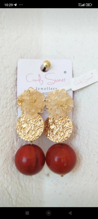 Orecchini Candy Sweet oro e rossi con cartellino