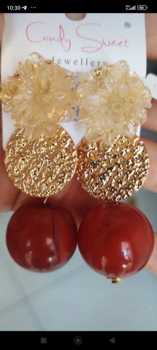 Orecchini Candy Sweet oro e rossi con cartellino