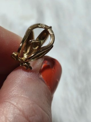 Pendientes largos vintage dorados con perla