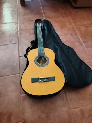 guitarra con funda y accesorios, para niños