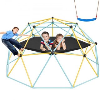 Domo de Escalada, Domo Geométrico de 10FT con Hamaca y Columpio, para Niños de 3 a 10 Años, Gimnasio Jungle que Soporta 750LBS y Fácil Montaje, con Agarre para Escalar, Equipamiento de Juego para ...