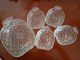 Juego 5 dulceras piña cristal