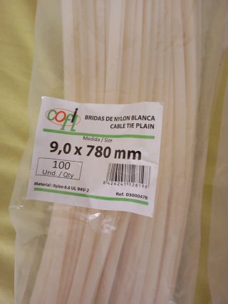Bridas de plástico 9x280mm.2 paquete de 100 unid.