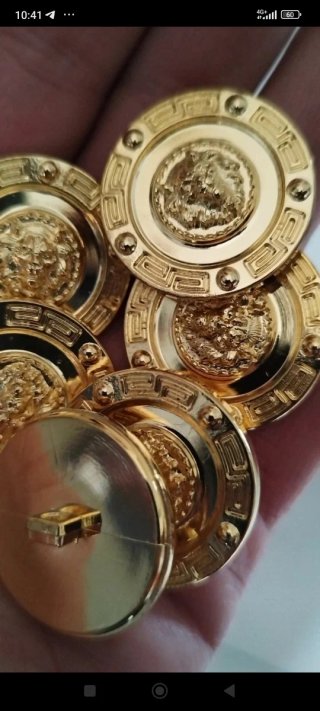 4 Bottoni Gioiello Leone Vintage Dorati 2,8 cm