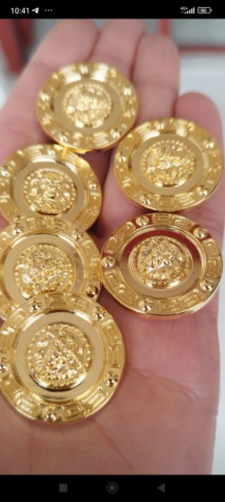 4 Bottoni Gioiello Leone Vintage Dorati 2,8 cm