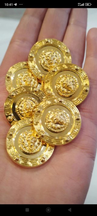 4 Bottoni Gioiello Leone Vintage Dorati 2,8 cm