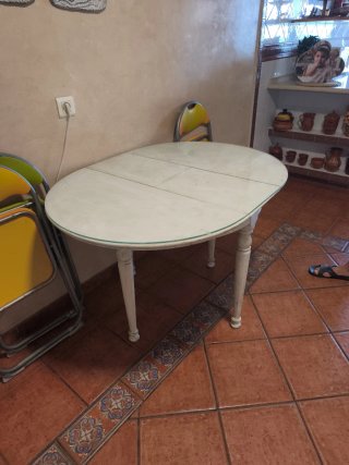 Mesa de comedor 90cm extensible a 120cm oval