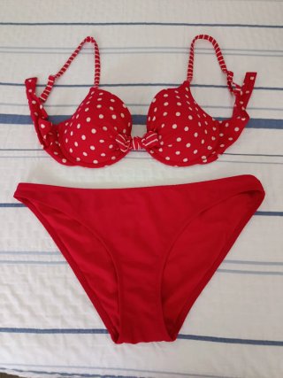 Bikini cuadros rosa y blanco+Regalo Otro
