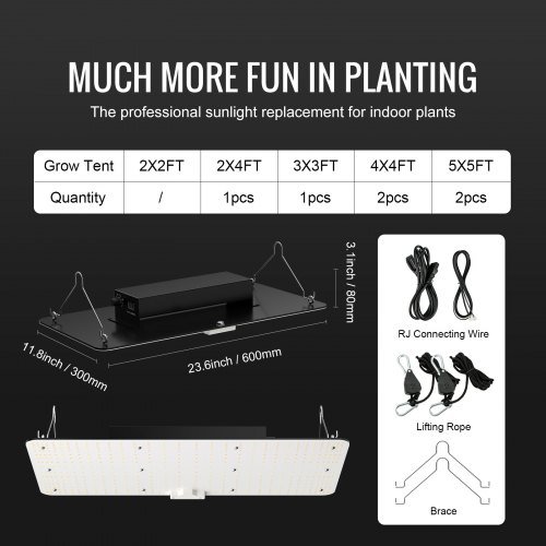 Luce di Crescita LED, 200W Spettro Completo Regolabile, Lampada di Coltivazione a Diodi Samsung 2B1B ad Alta Efficienza per Piante da Interno, Piantine, Vegetazione e Fioritura, Controller a Catena Daisy...