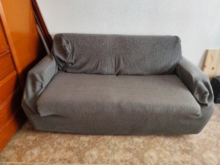 Sofá Cama 2 Plazas Azul y Dorado