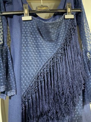 Traje Flamenca Azul Marino Plumeti