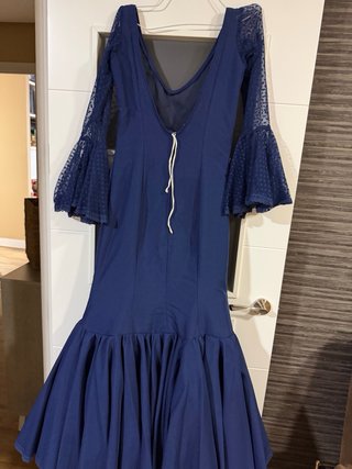 Traje Flamenca Azul Marino Plumeti