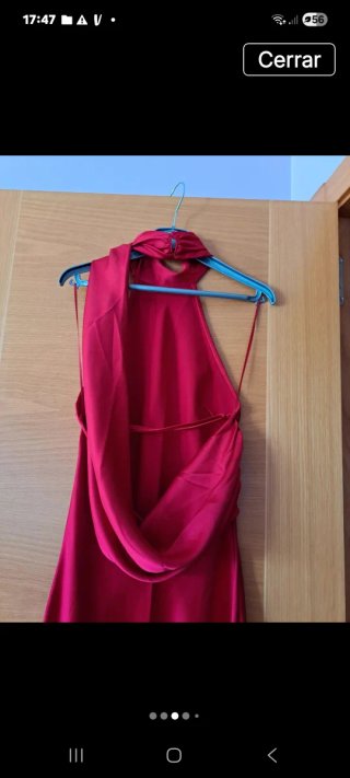 Vestido Zara Largo Satén Rojo Encaje Nuevo