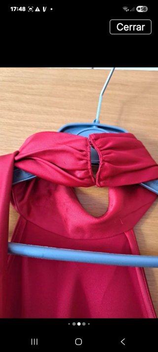 Vestido Zara Largo Satén Rojo Encaje Nuevo