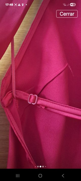 Vestido Zara Largo Satén Rojo Encaje Nuevo