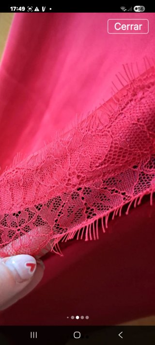 Vestido Zara Largo Satén Rojo Encaje Nuevo