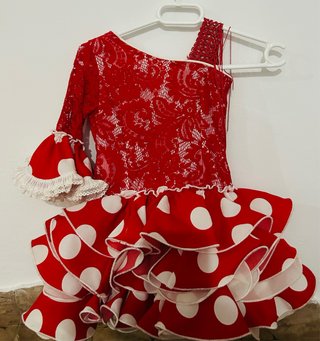 Traje de flamenca rojo y blanco talla 4
