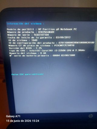 HP Pavilion G6 para reparar, repuestos