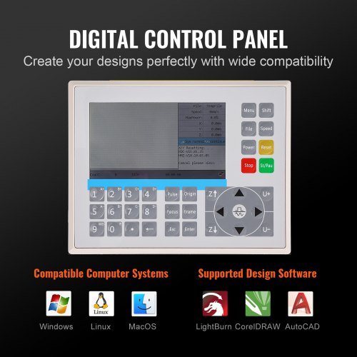 Grabador láser CO2 de 50W, 30 x 51 cm (12 x 20 in), máquina cortadora láser de 500 mm/s (19.7 IPS) con asistencia de aire de doble paso, compatible con LightBurn, CorelDRAW, AutoCAD, Windows, Mac ...