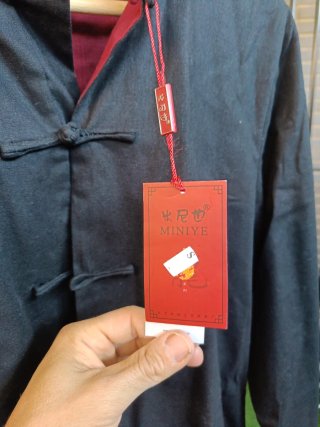 Traje Tang Chino Algodón Negro/Rojo