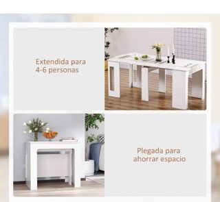 Mesa extensible consola blanca 180-85x60x75 cm