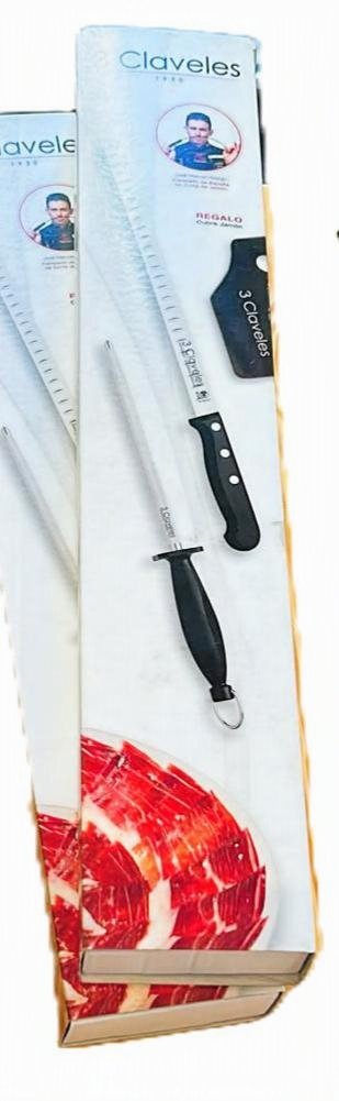 Set Cuchillo Jamonero y Chaira 3 Claveles