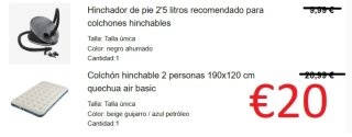 Colchón hinchable 2 personas + hinchador nuevos