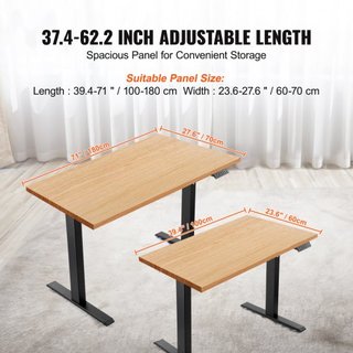 Marco de Escritorio de Pie, Altura Ajustable de 70-117 cm y Longitud de 95-158 cm, Patas de Escritorio Eléctrico de Pie para Computadora, Base Ergonómica de Estación de Trabajo DIY para Hogar y Of...
