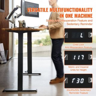 Marco de Escritorio de Pie, Altura Ajustable de 70-117 cm y Longitud de 95-158 cm, Patas de Escritorio Eléctrico de Pie para Computadora, Base Ergonómica de Estación de Trabajo DIY para Hogar y Of...