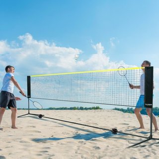 Red de bádminton, red de voleibol ajustable en altura, red de pickleball plegable de 14 pies de ancho, conjunto de red de tenis portátil de fácil instalación con postes, soporte y bolsa de transpo...