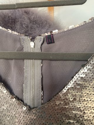 Top lentejuelas fiesta gris plata
