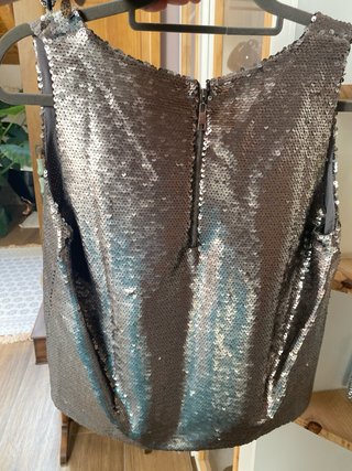 Top lentejuelas fiesta gris plata