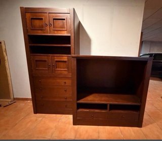 Mueble de salón madera oscura