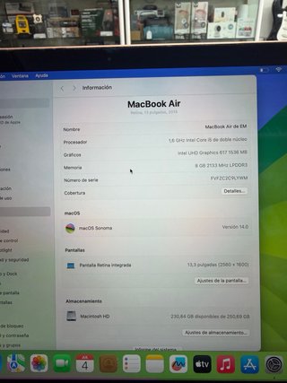 MacBook Air 2019 13” i5 8GB RAM 256GB SSD