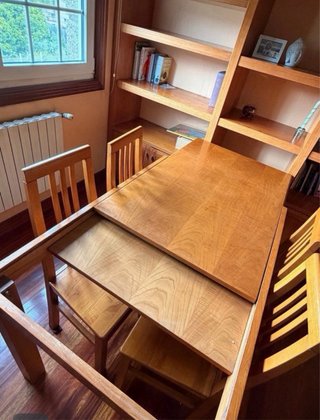 Mesa extensible madera + 4 sillas