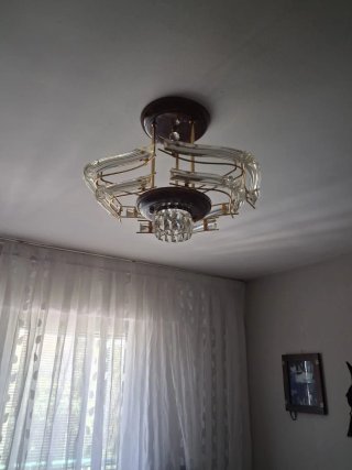 Dos lámparas de techo cristal y metal