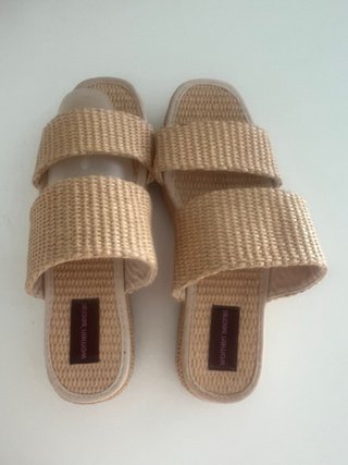 Clanclas Sandalias Yute Plataforma Beige