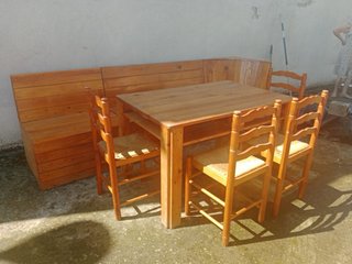 Conjunto comedor rústico madera