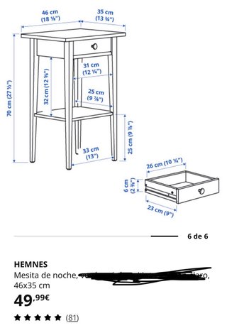 2 Mesas de Noche Blancas Ikea Hemnes